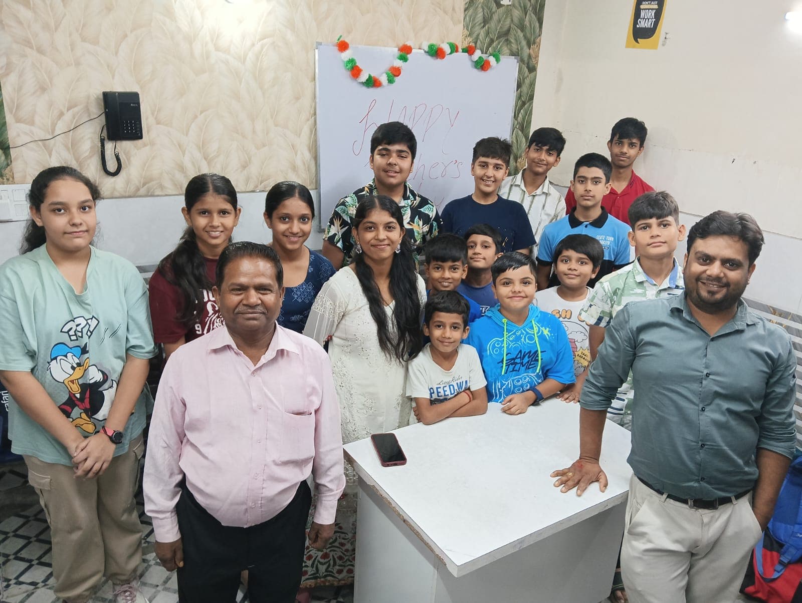 Whole batch posing on Teachers' Day at ESA