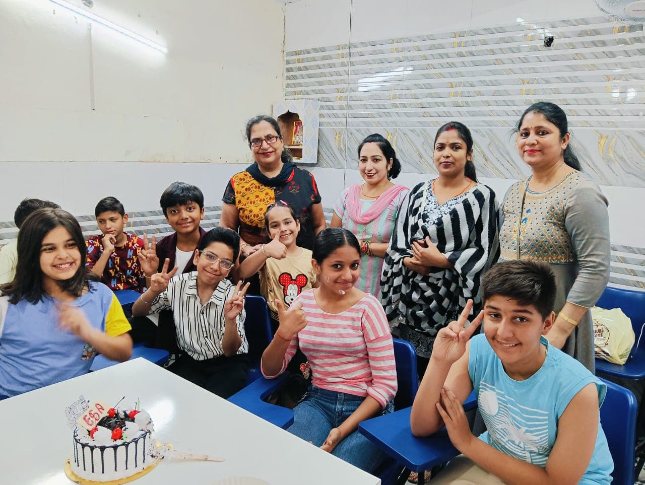 Group celebrating a birthday at ESA
