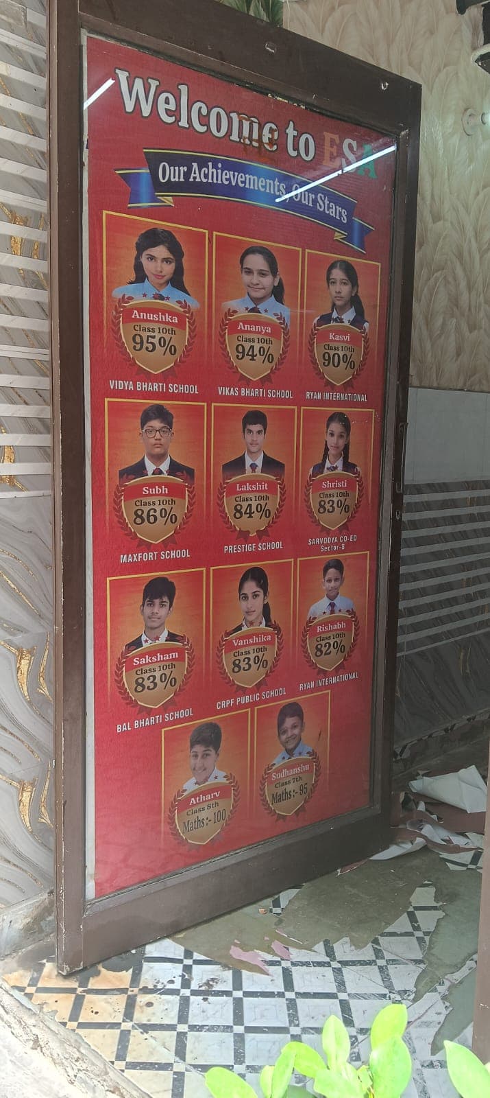 Welcome to ESA achievement board with toppers