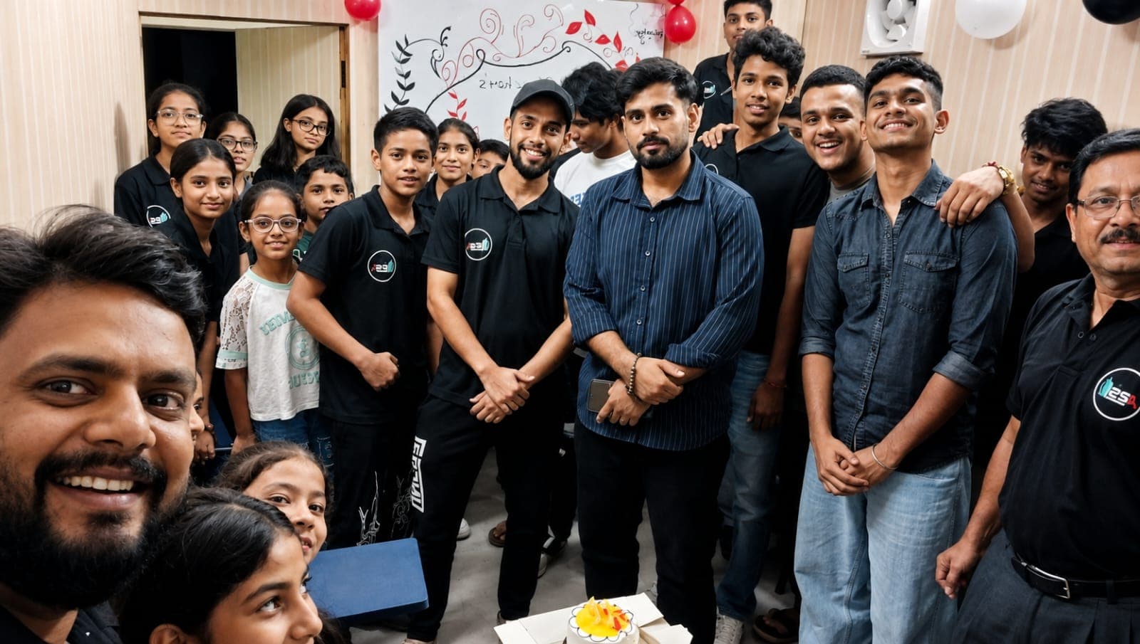 Students and faculty group selfie on Teachers' Day 2026 at ESA Rohini